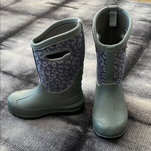 Bogs Gray and Blue Kids Rain/Winter Boots